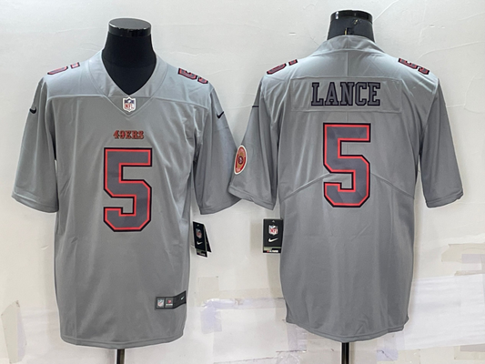 Men's San Francisco 49ers Trey Lance #5 Grey Game Jersey1