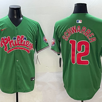 Men's Philadelphia Phillies Kyle Schwarber #12 Green Game Jersey1