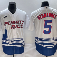 Men's 2023 World Baseball Classic #5 Enrique Hernandez Puerto Rico White Jersey1