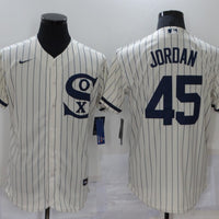 Men's Chicago White Sox Michael Jordan #45 Beige Replica Baseball Jersey1
