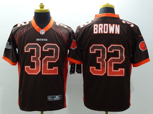 Men's Cleveland Browns Jim Brown #32 Brown Game Jersey1