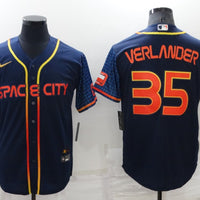 Men's Houston Astros Justin Verlander #35 Navy Space City Jersey1
