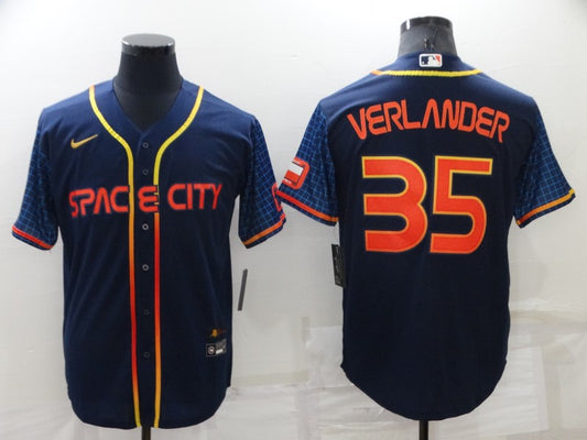 Men's Houston Astros Justin Verlander #35 Navy Space City Jersey1