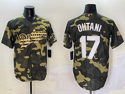 Men's Los Angeles Dodgers Shohei Ohtani #17 Camouflage Replica Player Jersey1