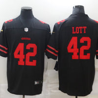 Men's San Francisco 49ers Ronnie Lott #42 Black Game Jersey1