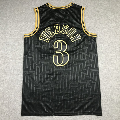Men's Philadelphia 76ers Allen Iverson Black 2000-01 Hardwood Classics Jersey1
