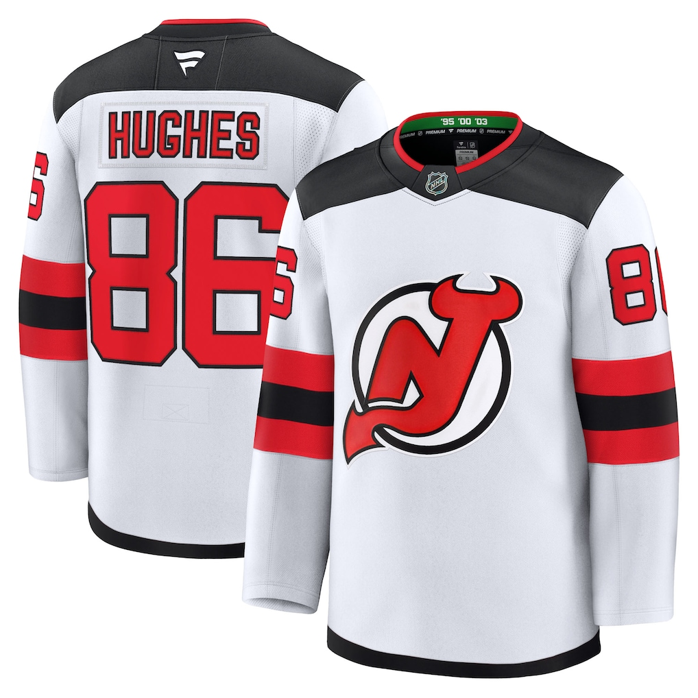 Jack Hughes #86 New Jersey Devils White Away Premium Jersey - JerseysFreak
