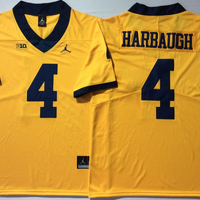 Men's Michigan Wolverines Jim Harbaugh #4 Yellow Alumni Player Game Jersey