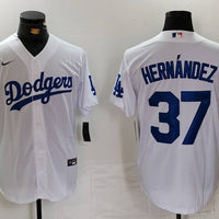 Men's Los Angeles Dodgers Teoscar Hernandez #37 White Home Replica Player Jersey1