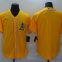 Men's Oakland Athletics Gold Alternate Replica Blank Jersey1