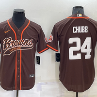Men's Cleveland Browns Nick Chubb #24 Brown Game Jersey1 Joint Edition