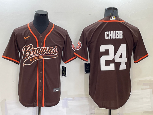 Men's Cleveland Browns Nick Chubb #24 Brown Game Jersey1 Joint Edition