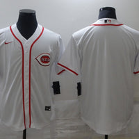 Men's Cincinnati Reds White Home Blank Replica Jersey1