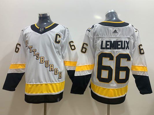 Men's Pittsburgh Penguins Mario Lemieux #66 White Player Game Jersey1