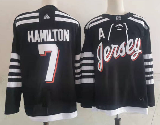 Men's New Jersey1 Devils Dougie Hamilton #7 Black Player Game Jersey1