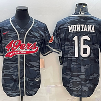 Men's San Francisco 49ers Joe Montana #16 Grey Camouflage Game Jersey1 Joint Edition