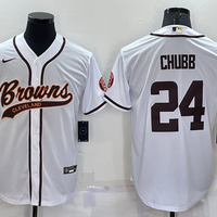 Men's Cleveland Browns Nick Chubb #24 White Game Jersey1 Joint Edition