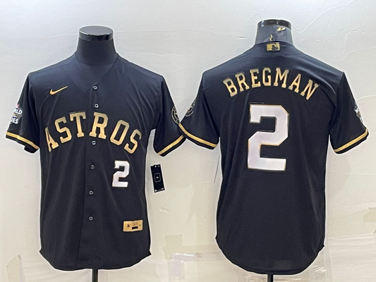 Men's Houston Astros Alex Bregman #2 Black Alternate Replica Player Jersey1