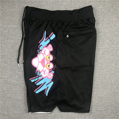 Men's Miami Heat Pink Panther Black Basketball Shorts1
