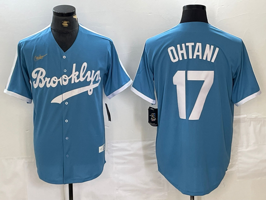 Men's Los Angeles Dodgers Shohei Ohtani #17 Light Blue Alternate Cooperstown Collection Player Jersey1