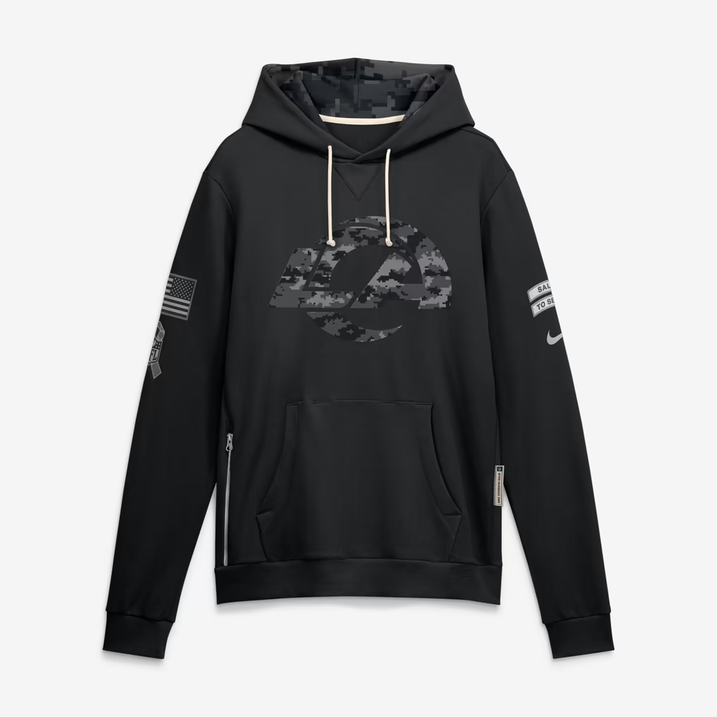 Men's Los Angeles Rams Black 2026 Salute to Service Sideline Dri-FIT Pullover Hoodie