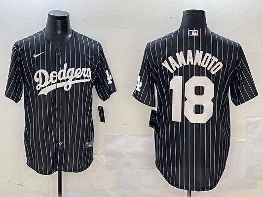 Men's Los Angeles Dodgers Yoshinobu Yamamoto #18 Black Alternate Limited Player Jersey1