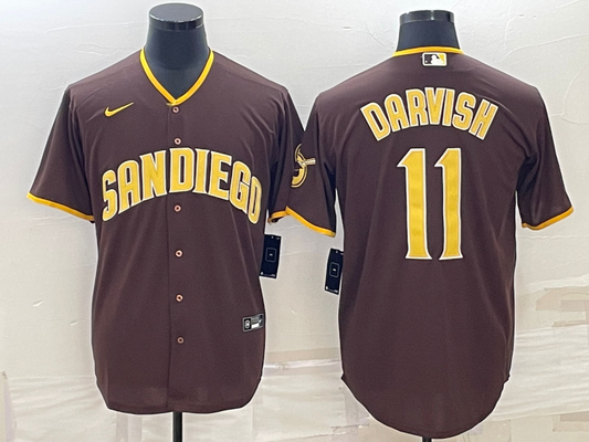 Men's San Diego Padres Yu Darvish #11 Brown Replica Player Jersey1