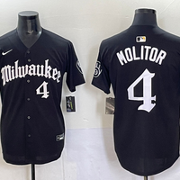 Men's Milwaukee Brewers Paul Molitor #4 Black Replica Team Jersey