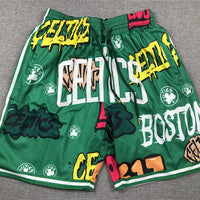 Men's Boston Celtics Green Graffiti Edition Pocket Shorts1