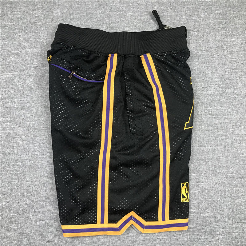 Men's Los Angeles Lakers Black Pro Shorts1 Stitched Size S-XXL