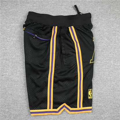 Men's Los Angeles Lakers Black Pro Shorts1 Stitched Size S-XXL