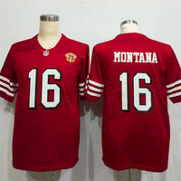 Men's San Francisco 49ers Joe Montana Red 75th Anniversary Game Player Jersey1