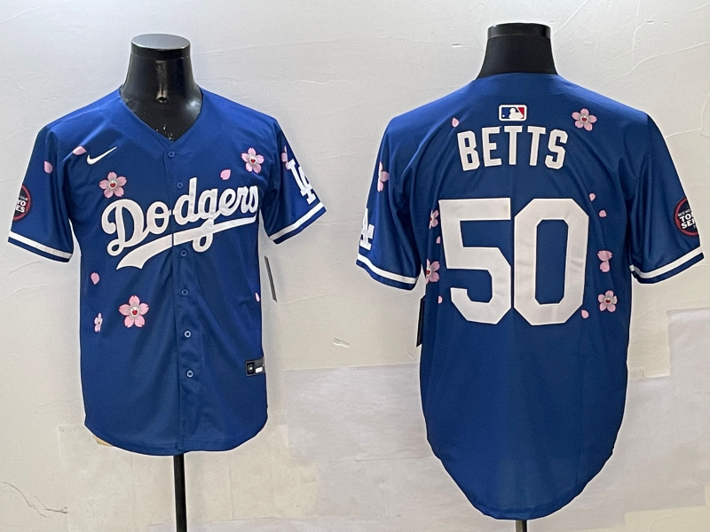 Men's Los Angeles Dodgers Mookie Betts #50 Royal Alternate Replica Player Jersey1