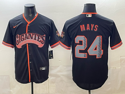 Men's San Francisco Giants Willie Mays #24 Black Alternate Stadium Jersey