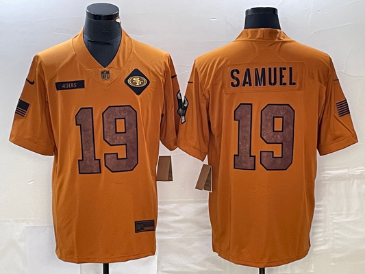 Men's San Francisco 49ers Deebo Samuel #19 Brown 2023 Salute To Service Limited Jersey1