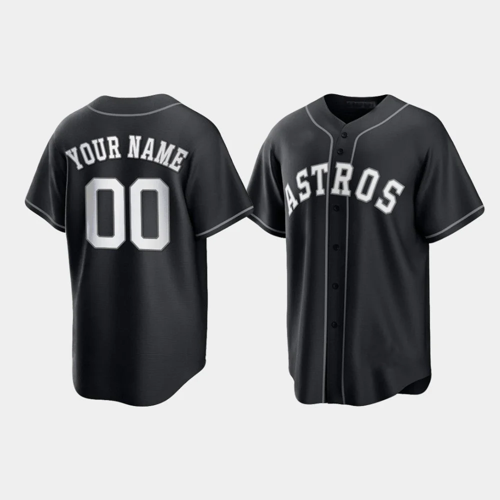 Men's Houston Astros Black Replica Custom Jersey1