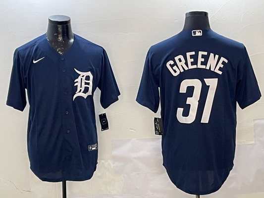 Men's Detroit Tigers Riley Greene #31 Navy Replica Player Jersey1