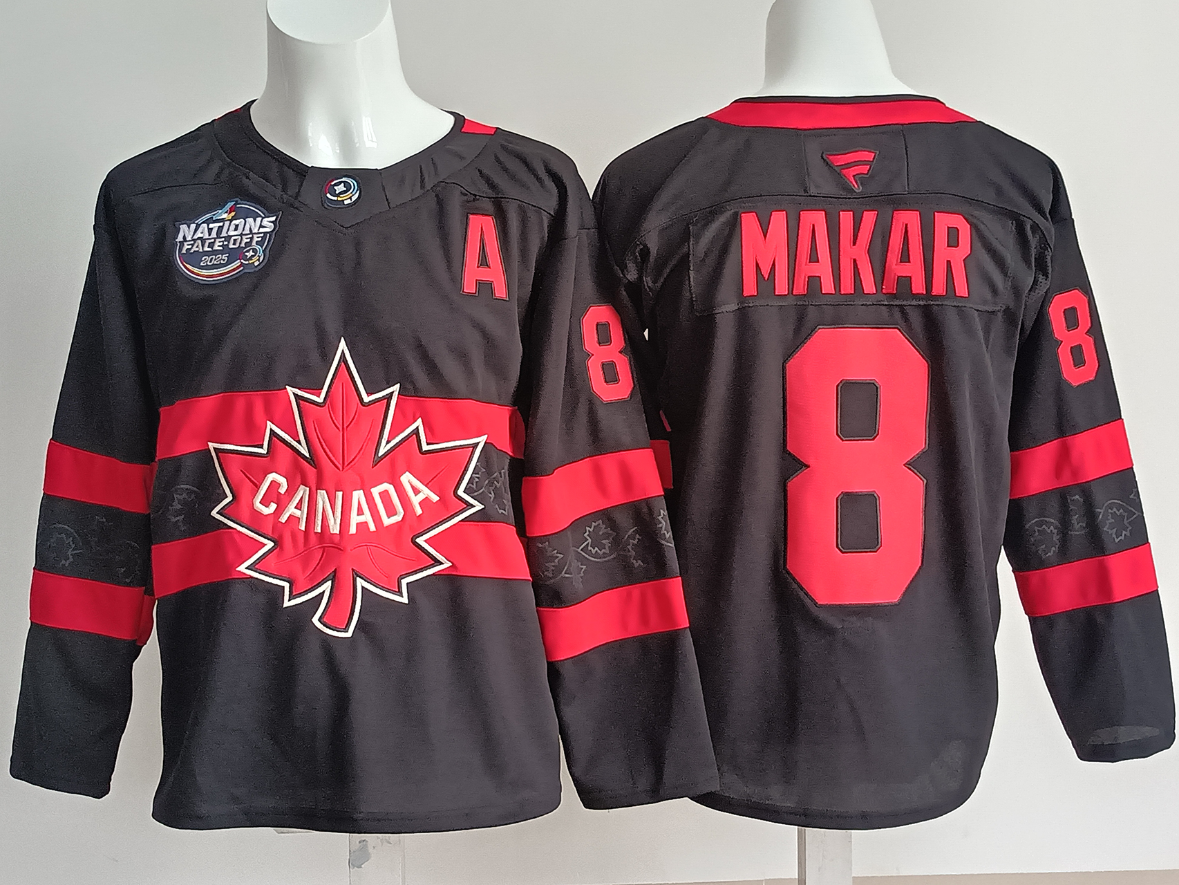 Men's Canada 2025 4 Nations Face-Off Cale Makar #8 Black Player Jersey