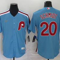 Men's Philadelphia Phillies Mike Schmidt #20 Blue Replica Baseball Jersey1