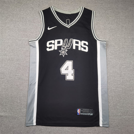 Men's San Antonio Spurs De'Aaron Fox #4 Black Swingman Jersey1 - Icon Edition