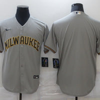 Men's Milwaukee Brewers Gray Replica Blank Jersey1