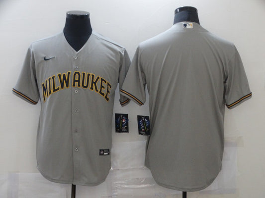 Men's Milwaukee Brewers Gray Replica Blank Jersey1