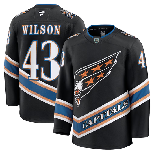 Men's Washington Capitals Tom Wilson #43 Fanatics Black Alternate 50th Anniversary Premium Jersey