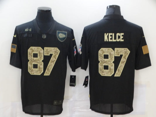 Men's Kansas City Chiefs #87 Travis Kelce Black Player Game Jersey1