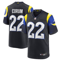 Men's Los Angeles Rams Blake Corum #22 Midnight Blue 2025 Rivalries Collection Game Jersey