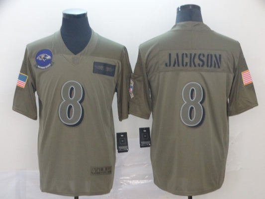 Men's Baltimore Ravens #8 Lamar Jackson Brown Jersey1