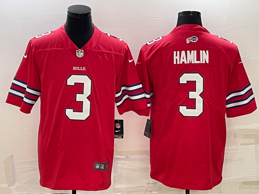 Men's Buffalo Bills Damar Hamlin #3 Red Game Jersey1