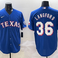 Men's Texas Rangers Wyatt Langford #36 Royal Limited Player Jersey