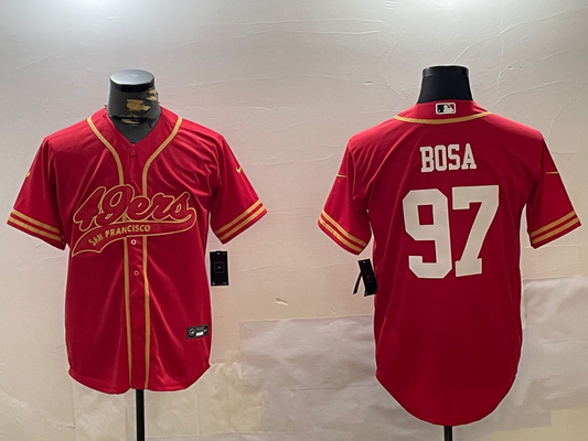 Men's San Francisco 49ers Nick Bosa #97 Scarlet Team Game Jersey1