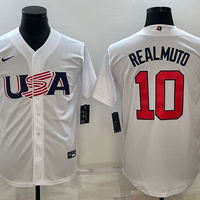 Men's 2023 World Baseball Classic #10 J. T. Realmuto USA White Jersey1
